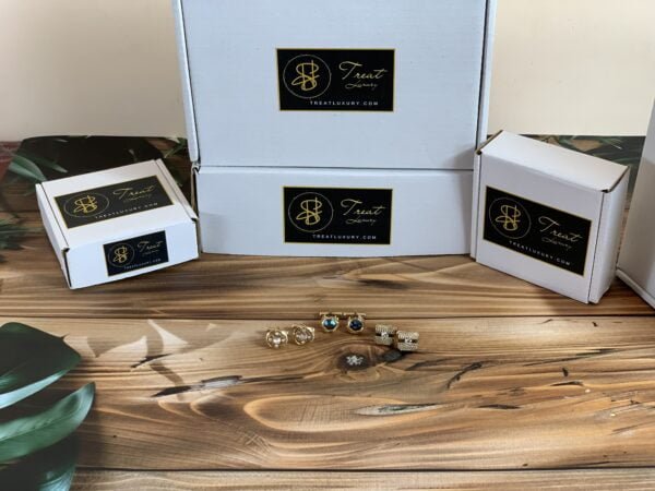 Men's 3 Golden Cufflinks Gift Set